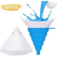 Los mejores  - Kohree 201 Coladores de Papel de Pintura Desechables con 1 Embudo de Silicona Plegable Embudo de Malla de Nylon Delgado…